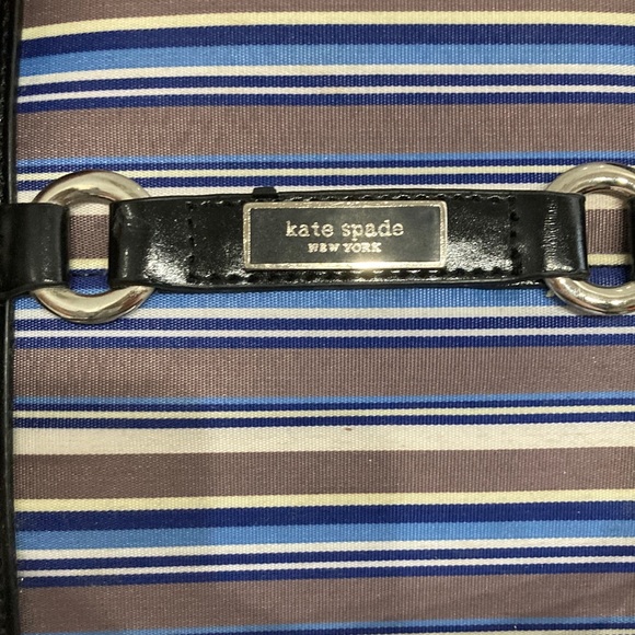 Vintage Y2K Kate Spade Blue and Brown Striped Handbag - Picture 9 of 9